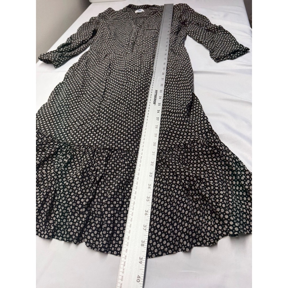 Old Navy Womens Black White Floral Long Sleeve Tiered Ruffle Midi Dress Size M - Picture 5 of 9